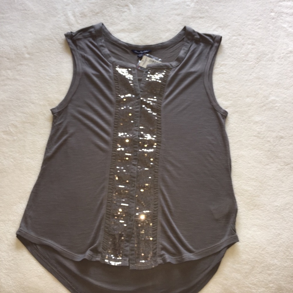 American Eagle Sequin Trim Knit Top